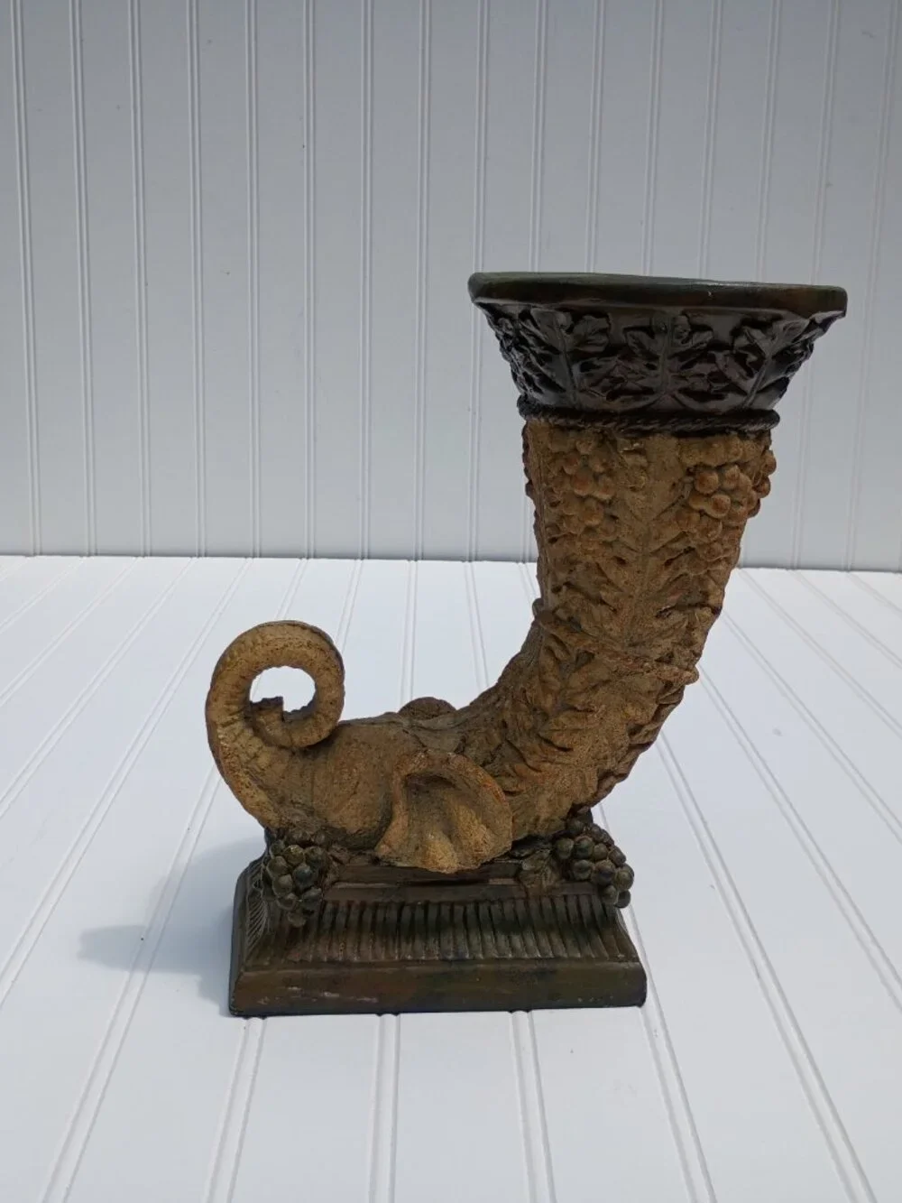 Vintage Cornucopia Elephant Planter Decorative Tabletop Horn of Plenty Vase 11